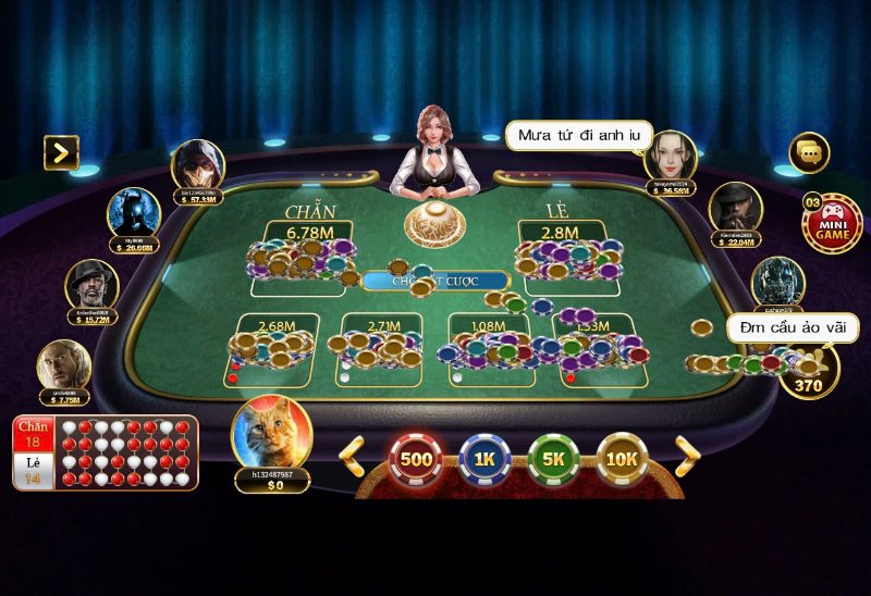 Giao diện bàn đặt cược trong game xóc đĩa tại Go88