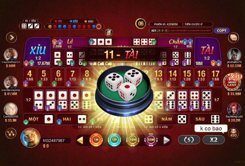 Giao diện hệ thống đưa kết quả xúc xắc