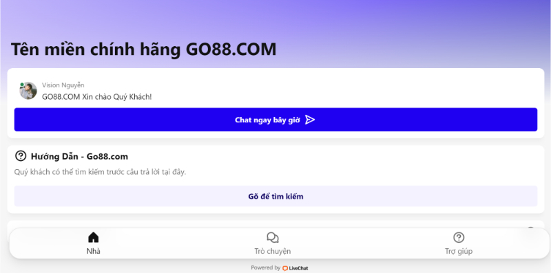 Liên lạc với GO88 thông qua live chat