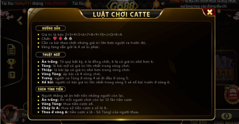 Luật chơi cát tê GO88