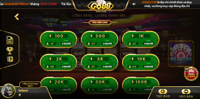 Luật chơi game bài Mậu Binh tại GO88 rất dễ hiểu