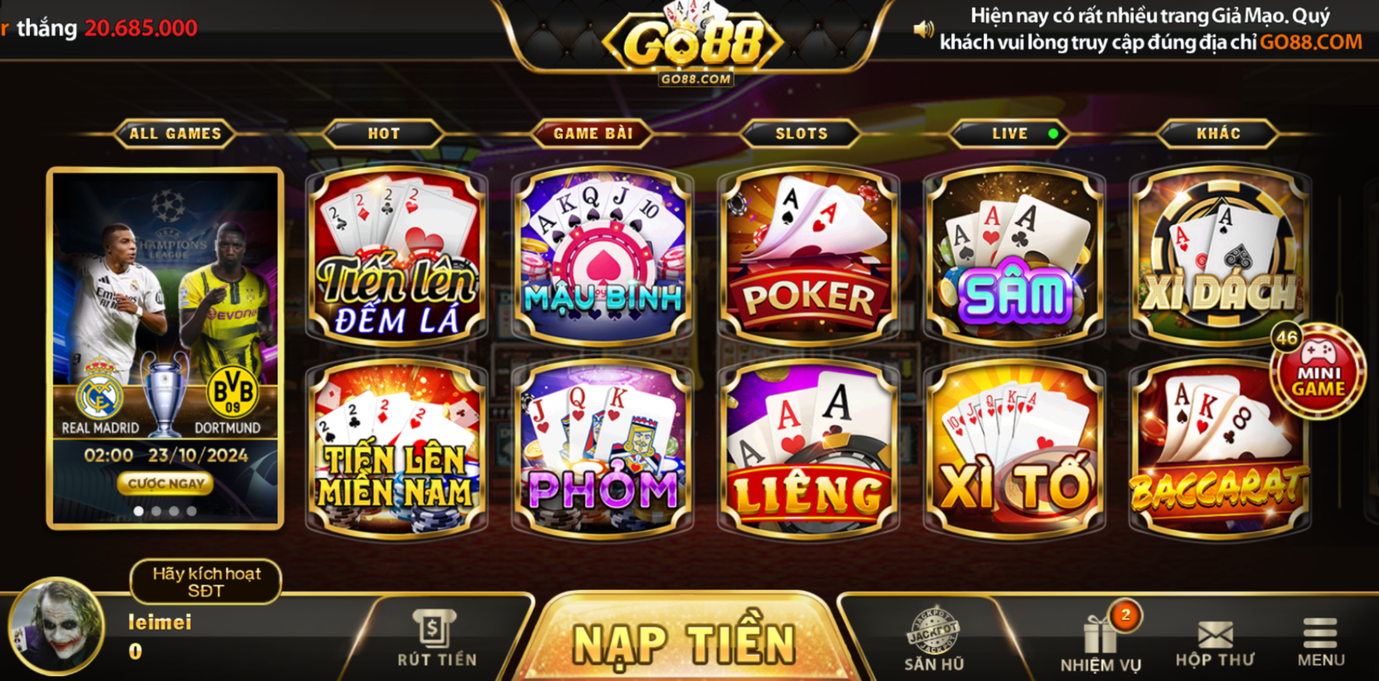 Poker là một trong những tựa game đánh bài được yêu thích nhất tại GO88