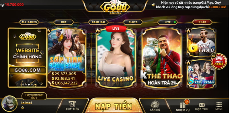 Sảnh S thể thao GO88 được nhiều người chơi lựa chọn